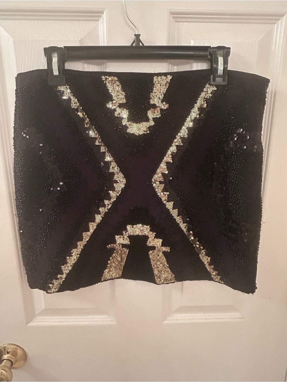 Fate Black Mini Skirt with Gold Sequin Pattern